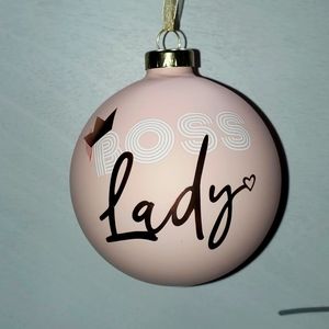 Christian Siriano New York Pink, White & Rose Gold Boss Lady Ball Ornament, NWT